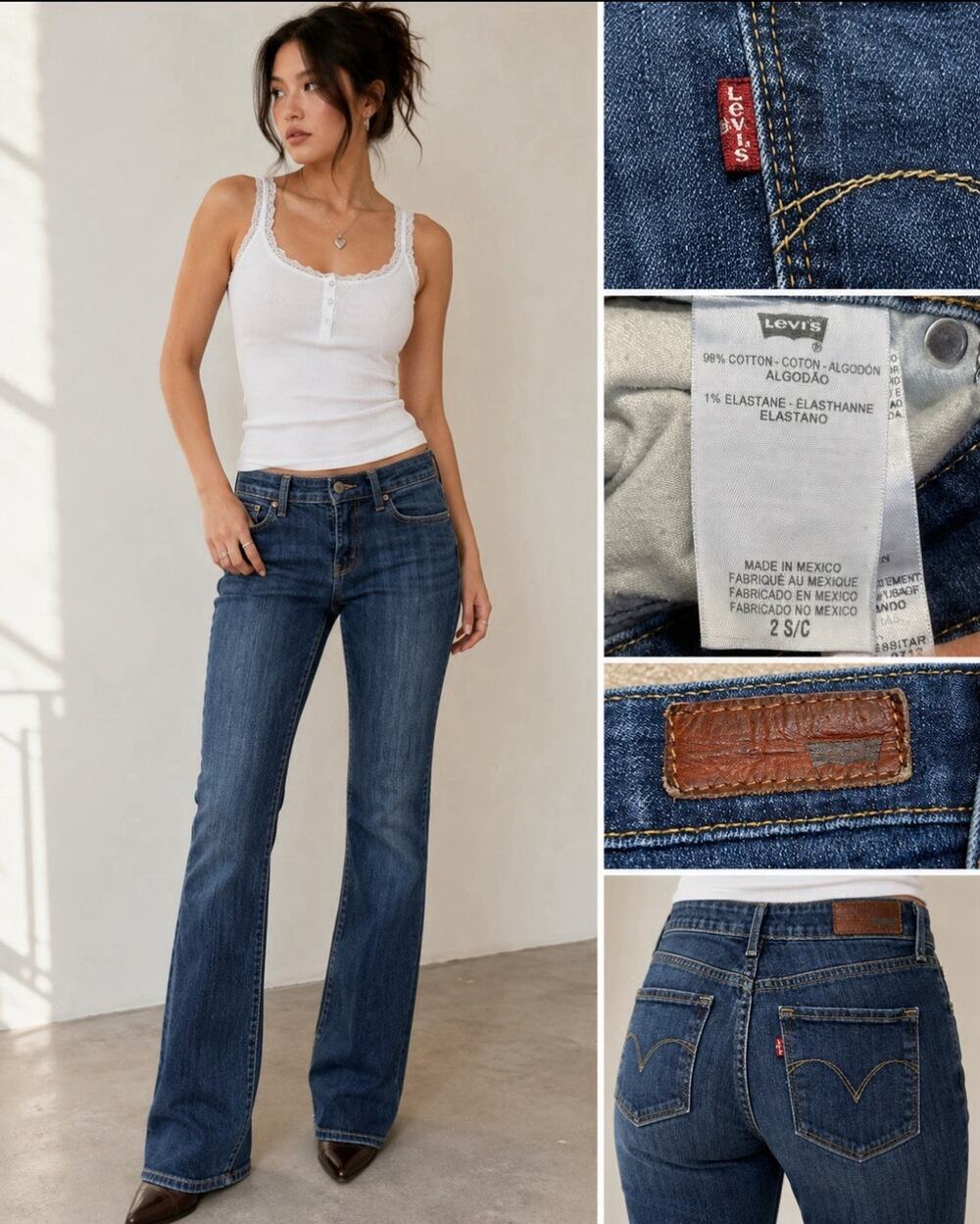 Y2K Indie Sleaze 2000s Levi's Demi Curve Straight Jeans Sz 2 Classic Rise Denim